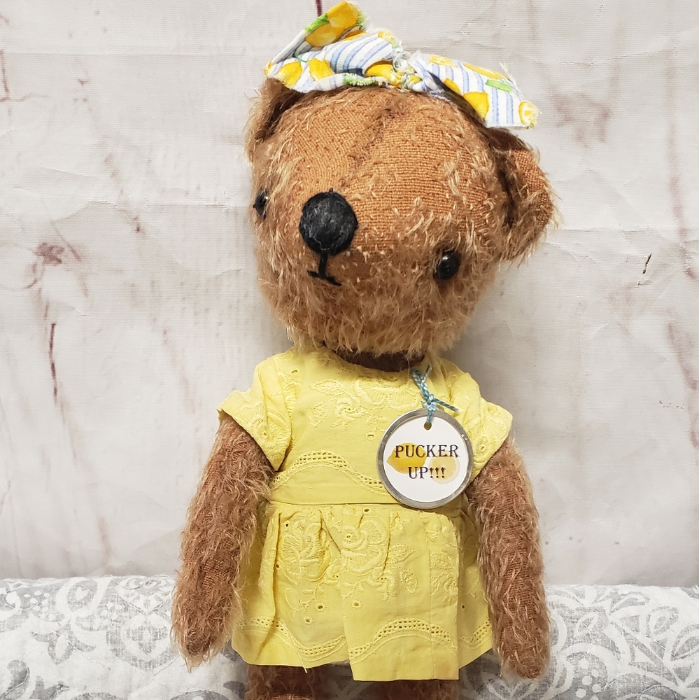 ooak Mohair Girl Teddy Bear Lemon Drop 12"